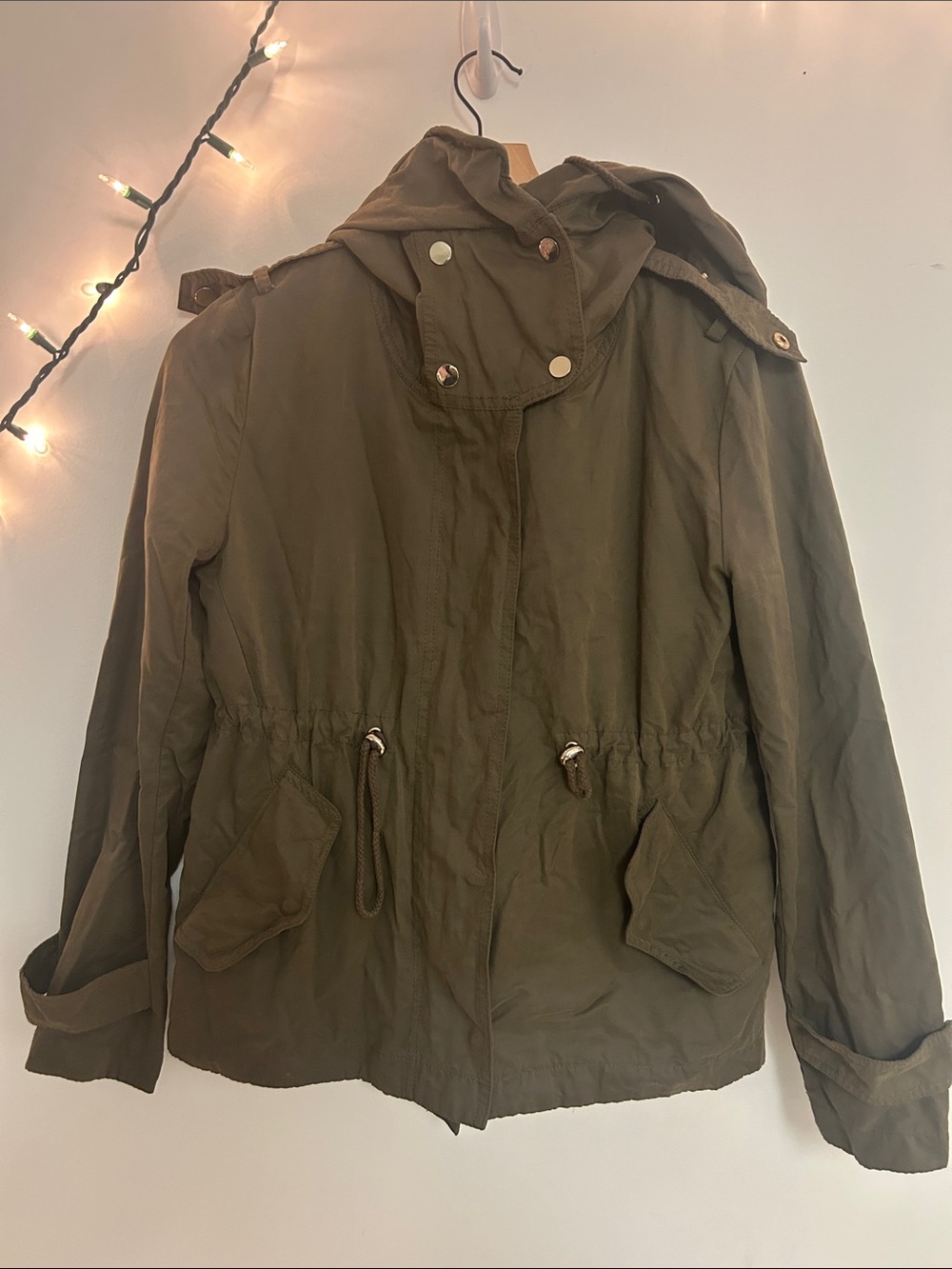 Zara Hooded Utility Jacket in Olive Detachable Vest
